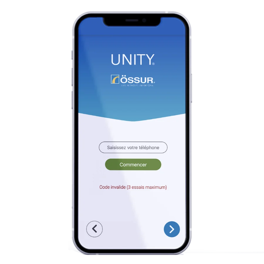 Unity - Laboratoires Ossur - Web application de collecte de données (création graphique et développement)